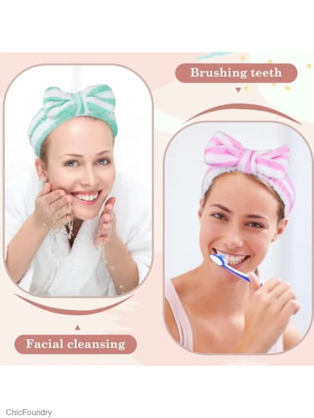 9 Pack Microfiber Skincare Headbands with Bow Tie for Face Washing Beauty